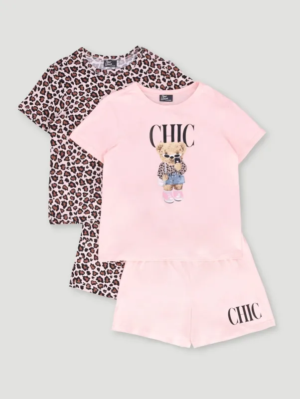 Girls 2 Pack Animal Print Chic Sleep Set - Multi sold by Edgars