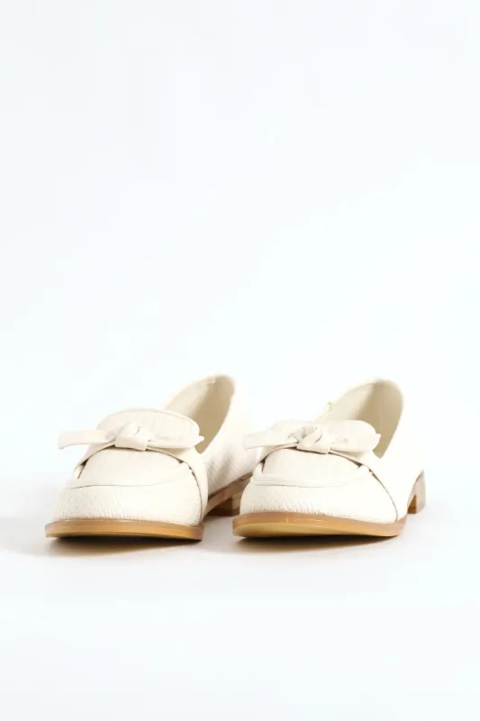 Bow Detail Weaved Loafer - Off White sold by Edgars
