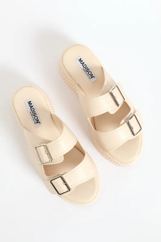 Double Strap High Platform Slide - Nude sold by Edgars