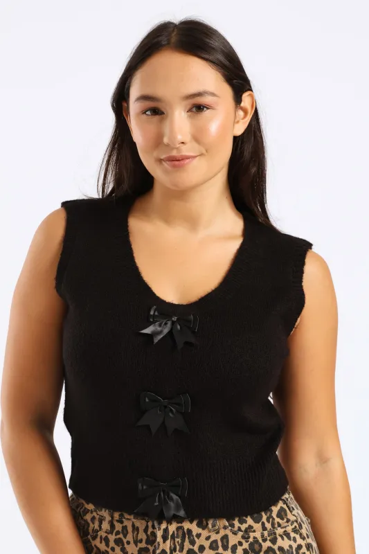Bow Front Vest - Black sold by Edgars