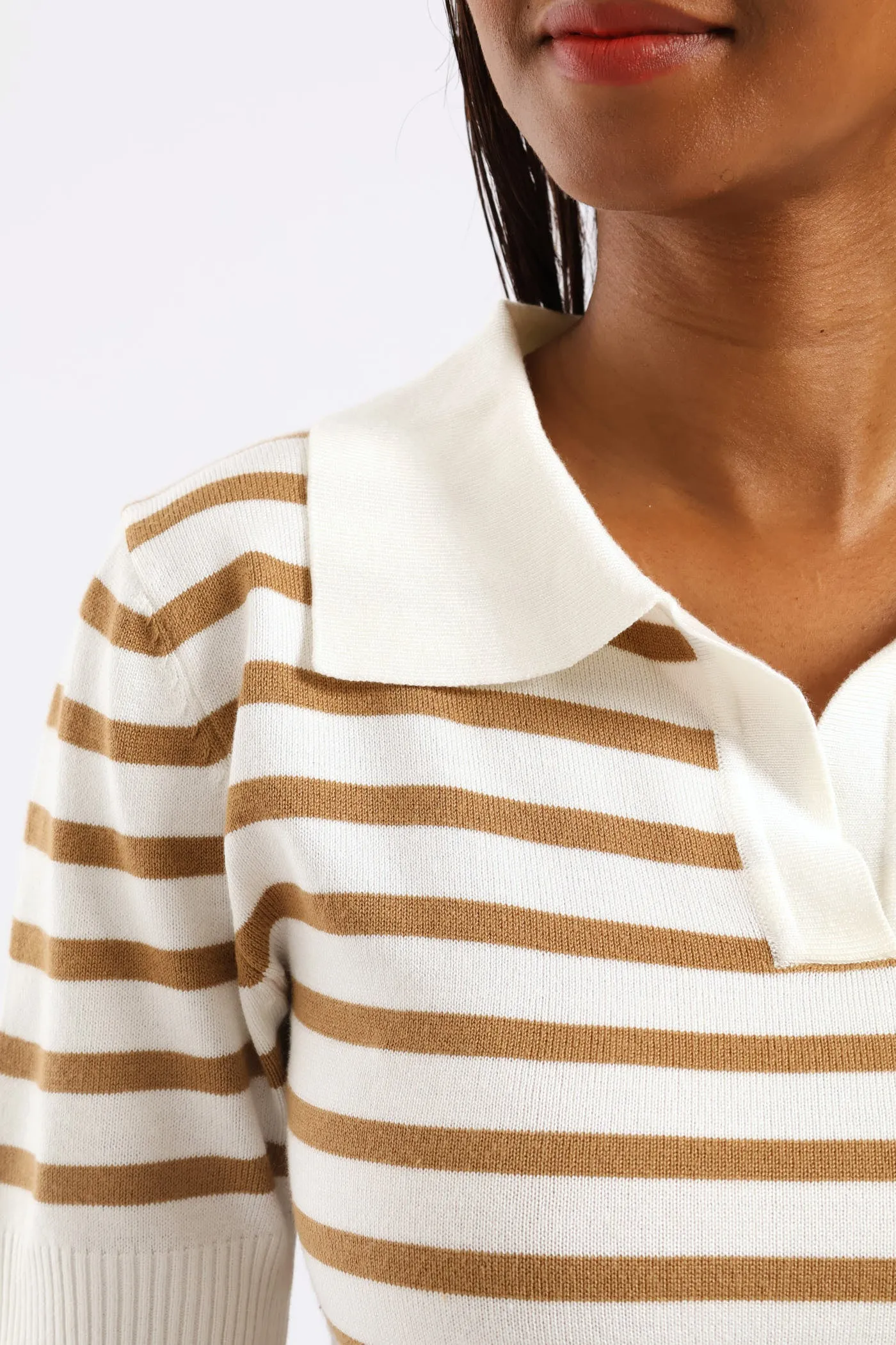 Stripe Golfer Knit Top - Beige/Cream sold by Edgars product image thumbnail 4