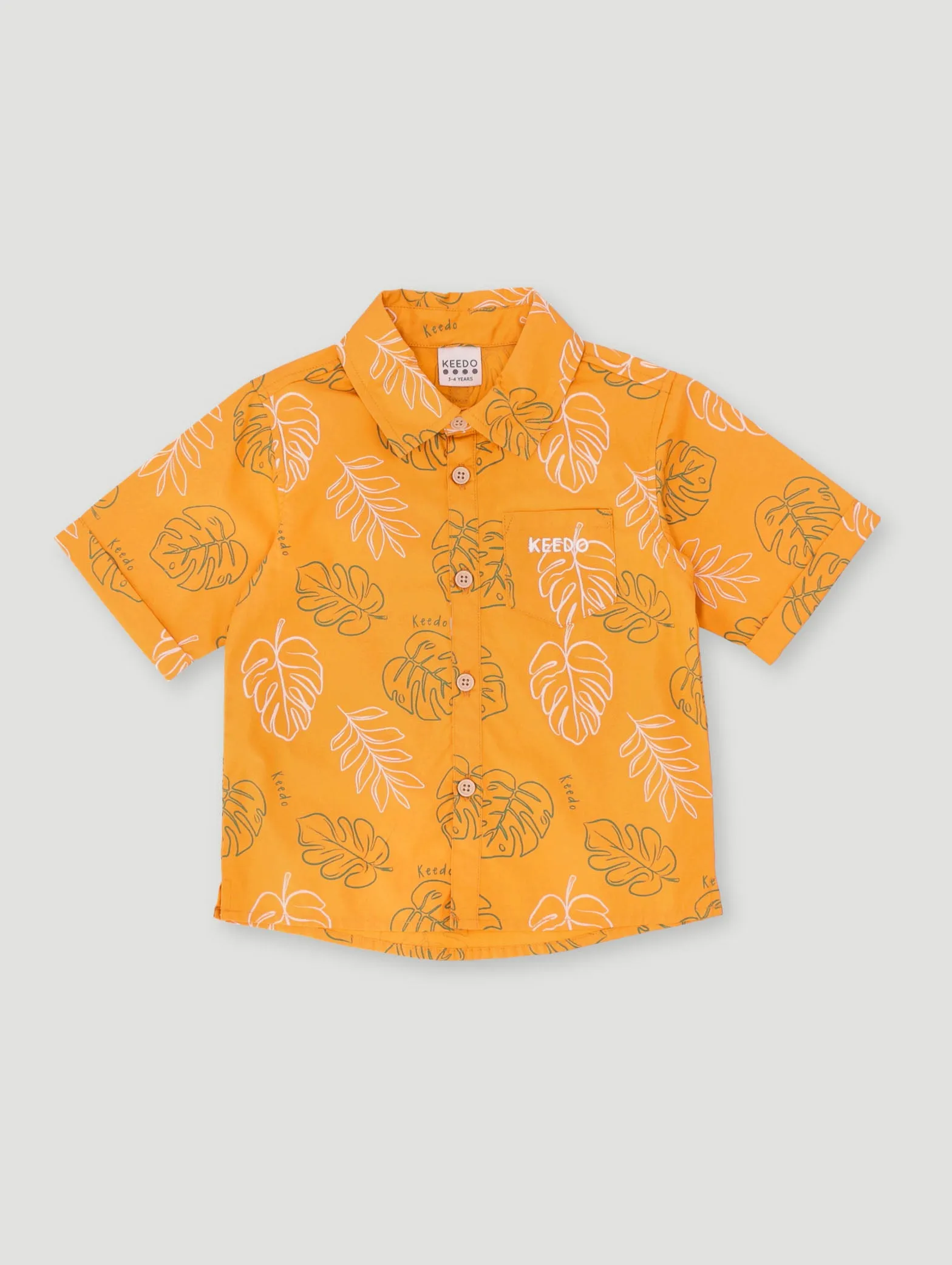 Keedo Boys Foliage Shirt - Mustard sold by Edgars