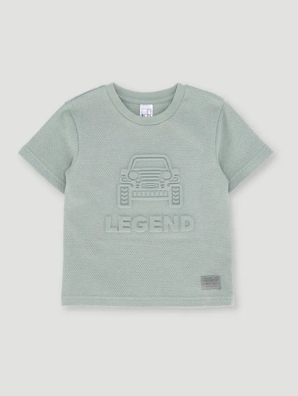 Pre- Boys Textured Waffle Embossed Tee - Green sold by Edgars