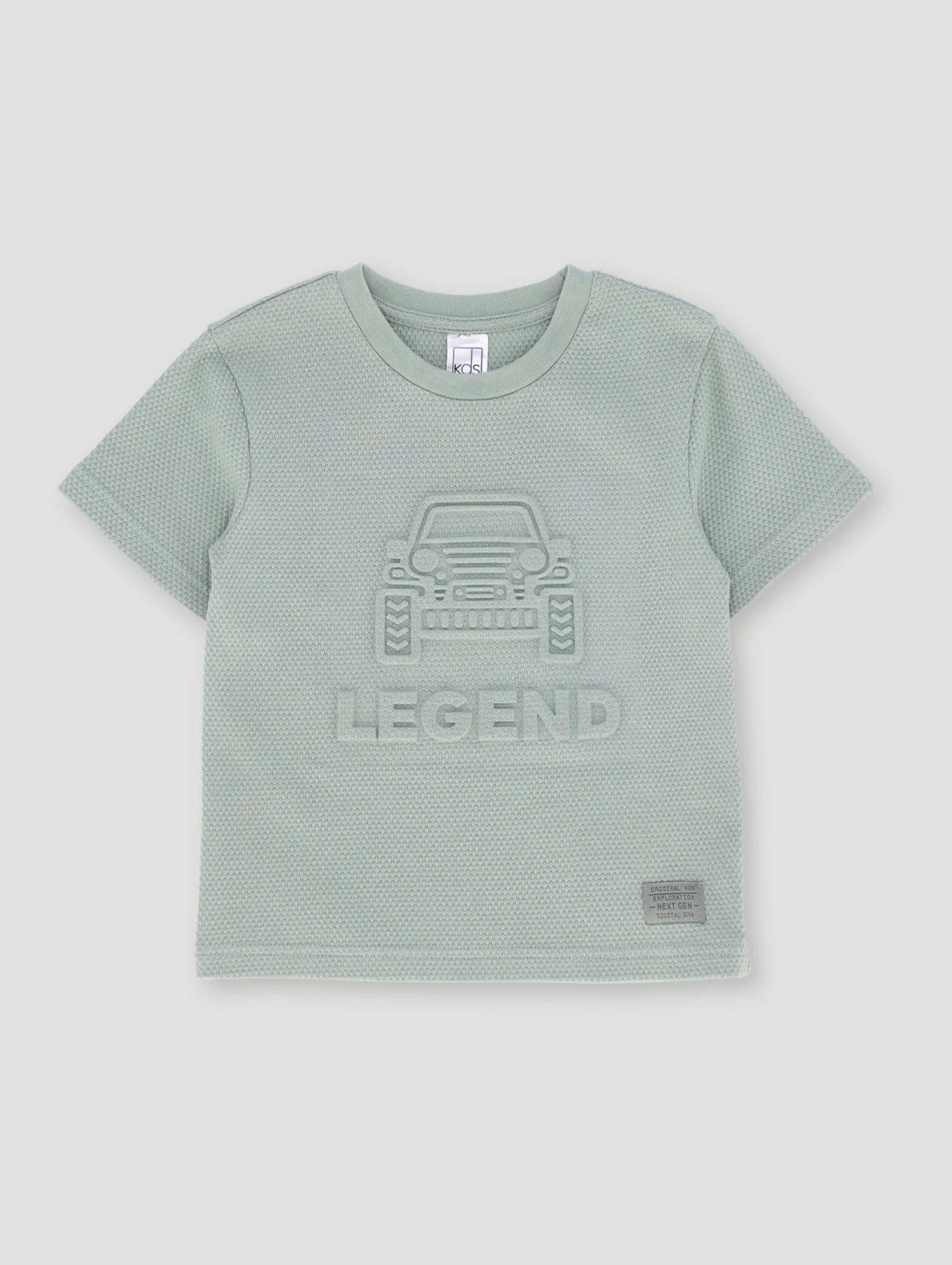 Pre- Boys Textured Waffle Embossed Tee - Green sold by Edgars
