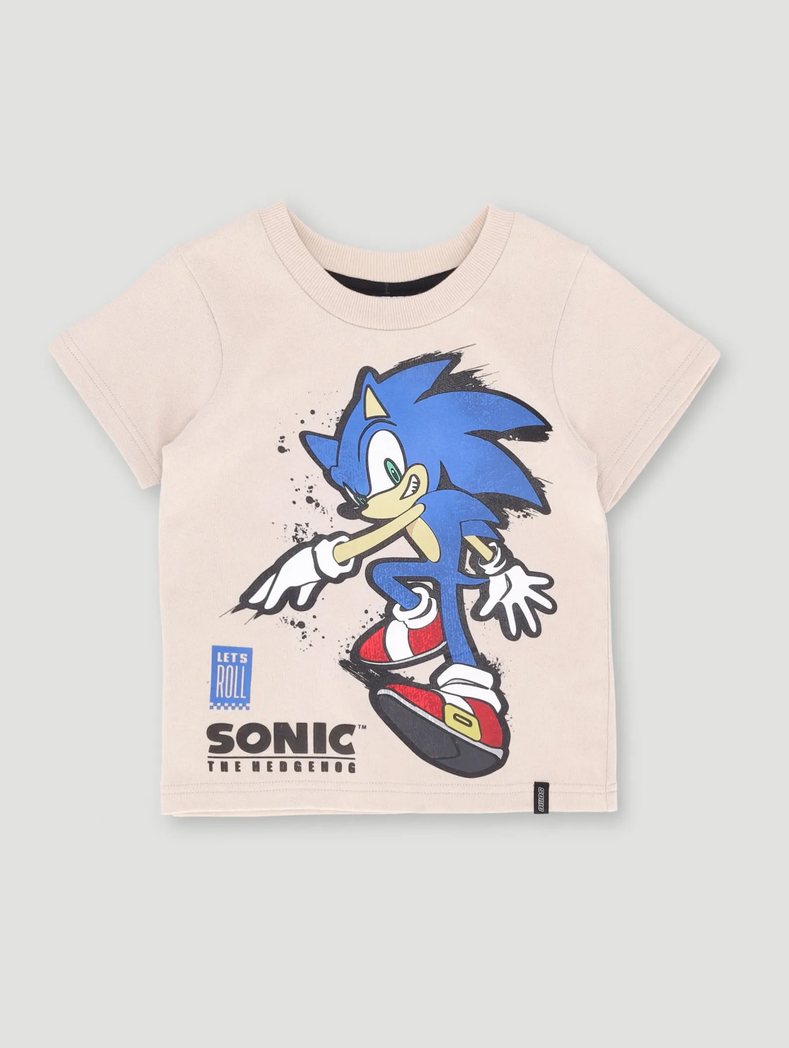 Pre- Boys Short Sleeve Sonic Printed Tee - Stone sold by Edgars