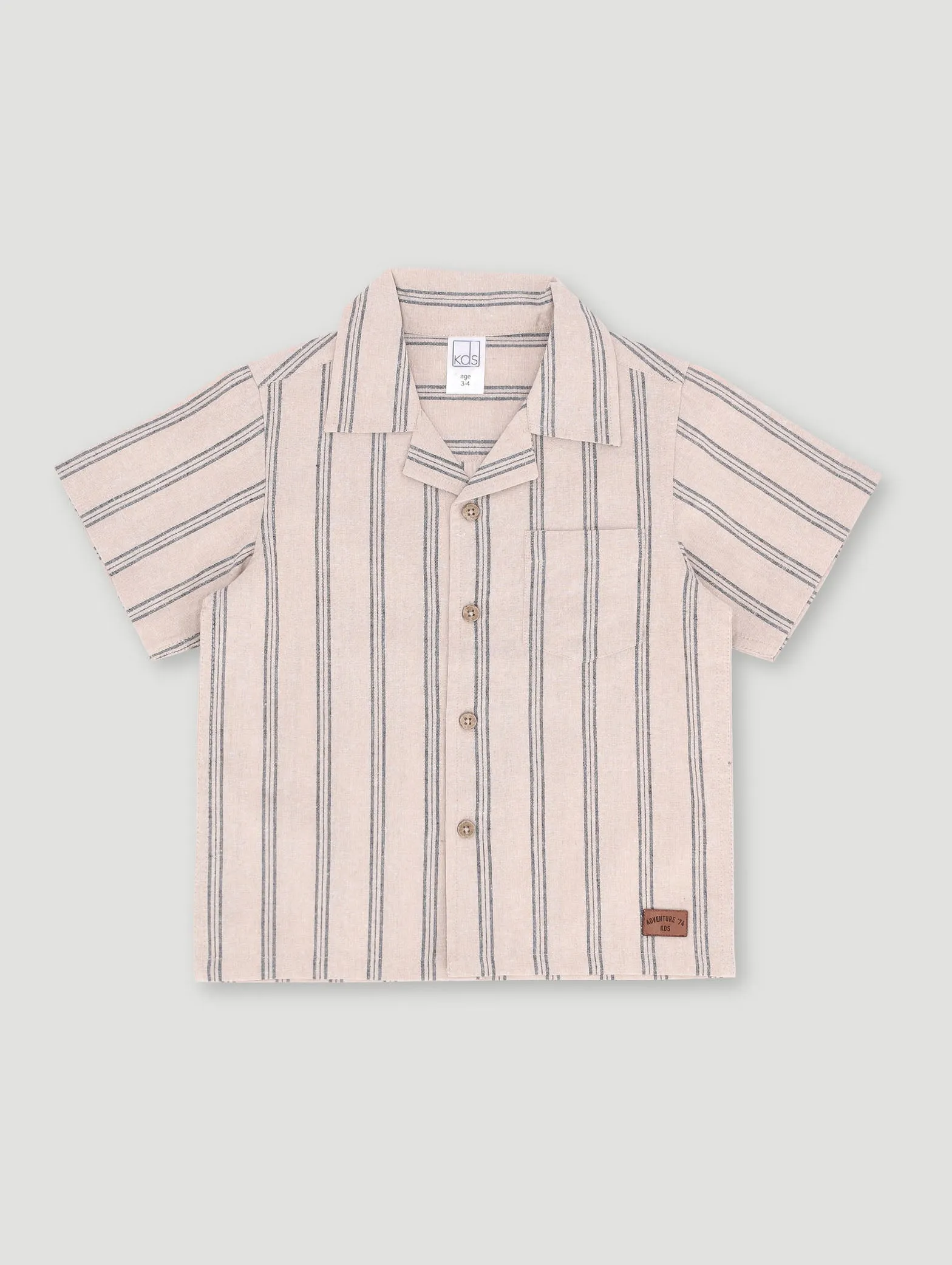 Pre-Boys Woven Glade Neck Stripe Shirt - Stone sold by Edgars product image thumbnail 2