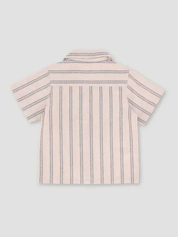Pre-Boys Woven Glade Neck Stripe Shirt  - Stone sold by Edgars