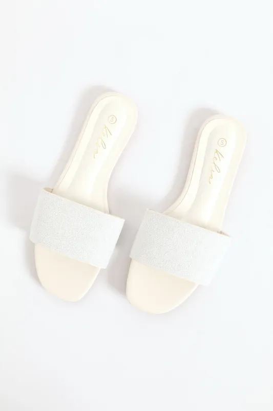 Diamante & Pearl Mule Sandal - Silver sold by Edgars