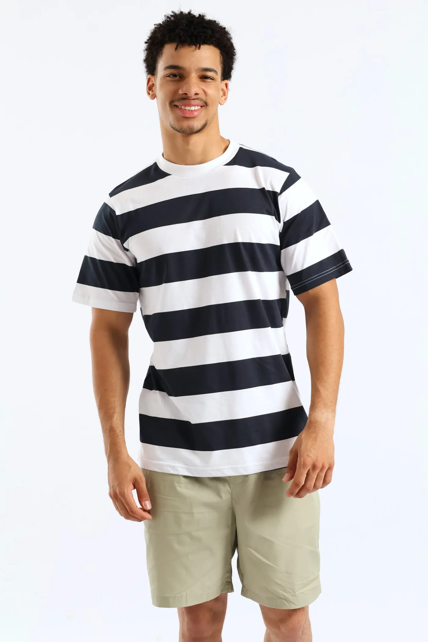 Rugby Striped Tee - Navy/White sold by Edgars