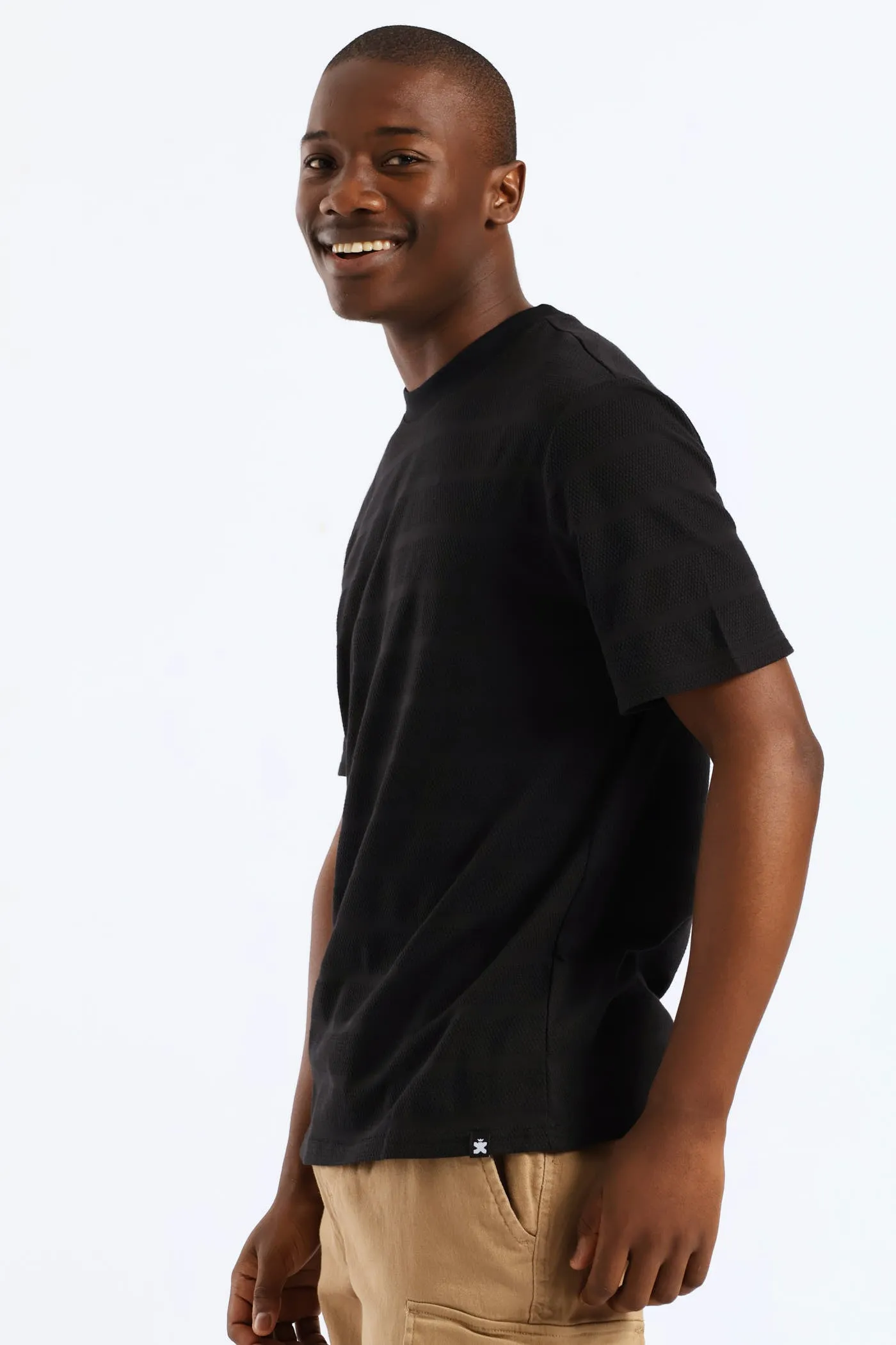 Basic Stripe Waffle Tee - Black sold by Edgars product image thumbnail 3