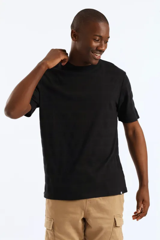 Basic Stripe Waffle Tee - Black sold by Edgars