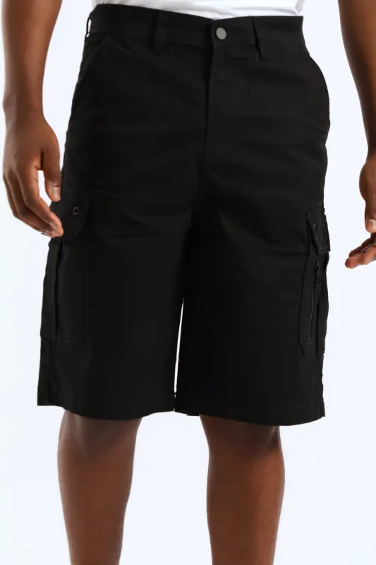Utility Fixed Waistband Cargo Shorts - Black sold by Edgars