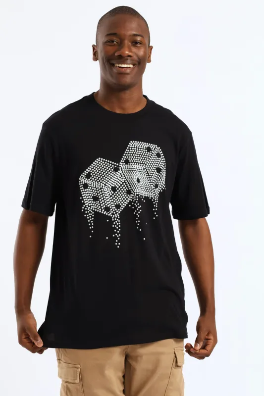 Dice Rhinestone Tee - Black sold by Edgars