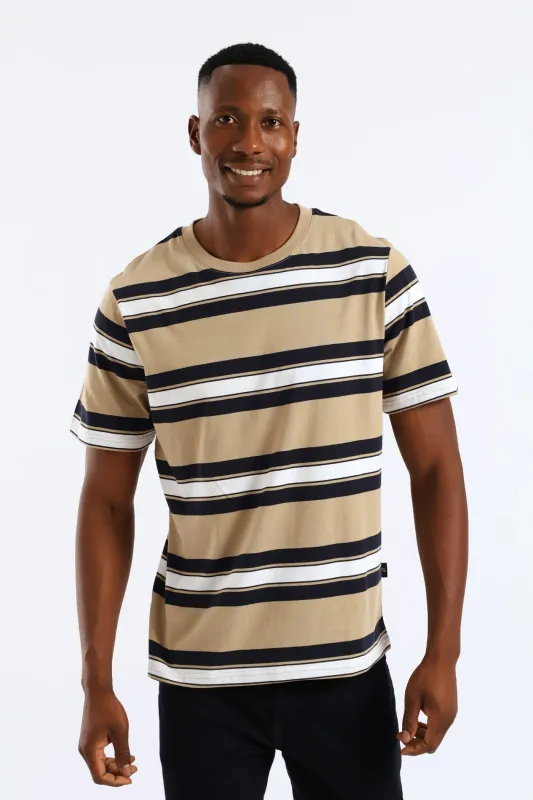 Stripe Tee - Taupe/Navy/White sold by Edgars