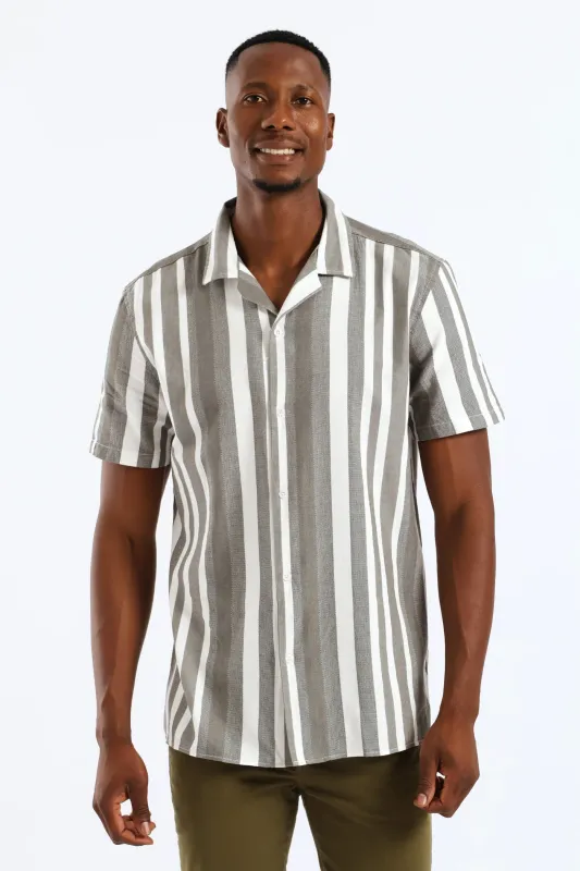 Stripe Resort Shirt - Moss Green sold by Edgars