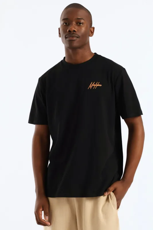 Malibu Front & Back Printed Tee - Black sold by Edgars