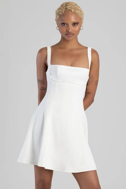 Square Neckline Fit And Flare Mini Dress - Off White sold by Edgars