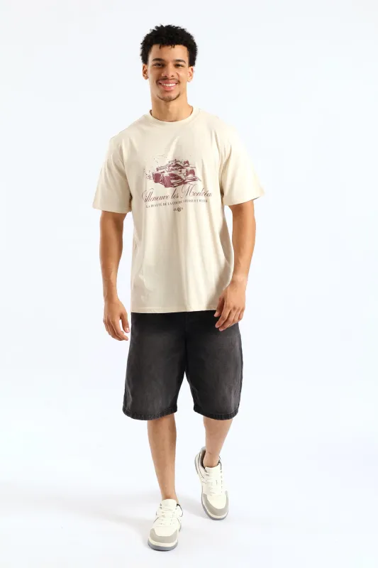 Race Car Print Tee - Ecru sold by Edgars