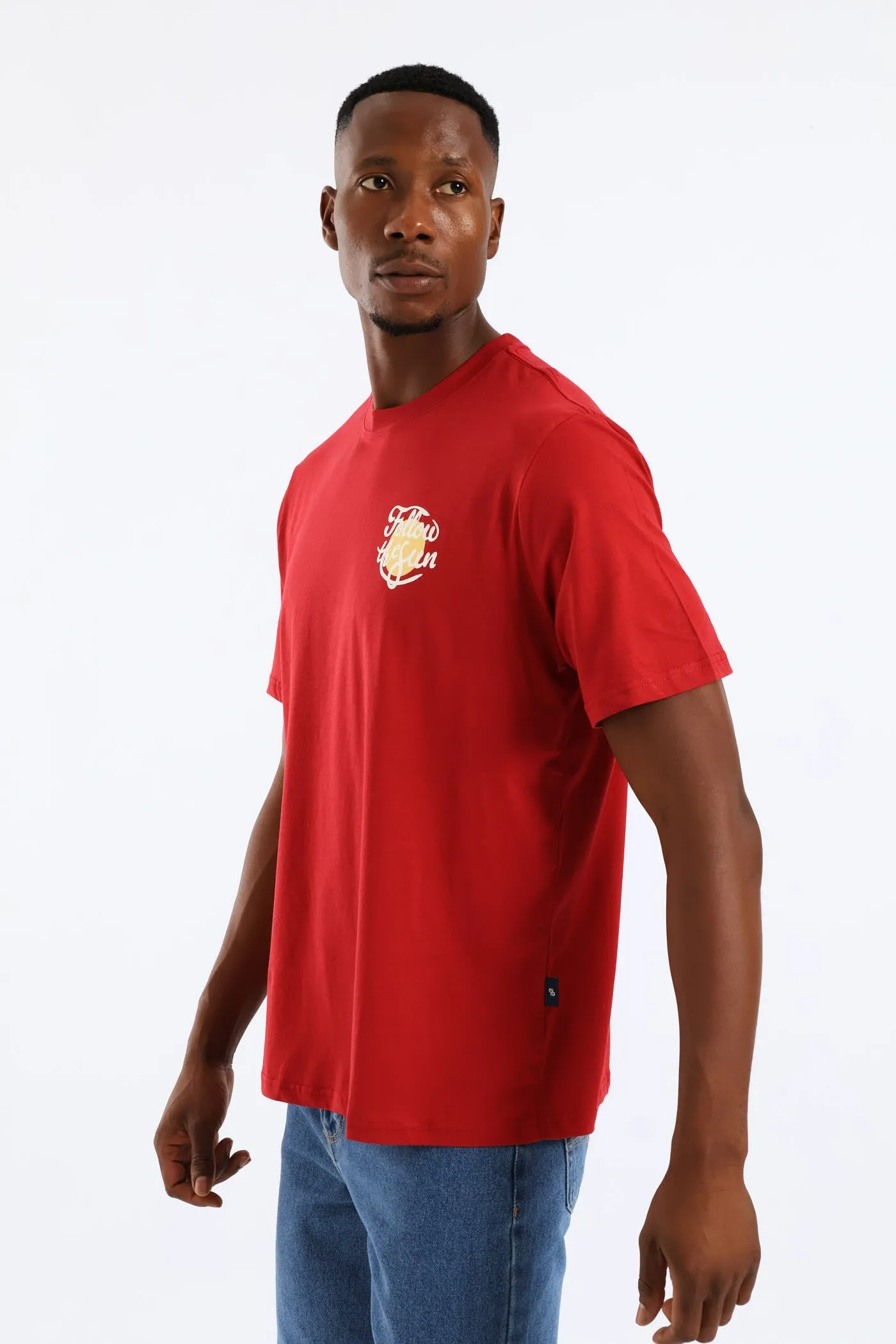 Follow The Sun Chest Print Tee - Dark Red sold by Edgars product image thumbnail 3