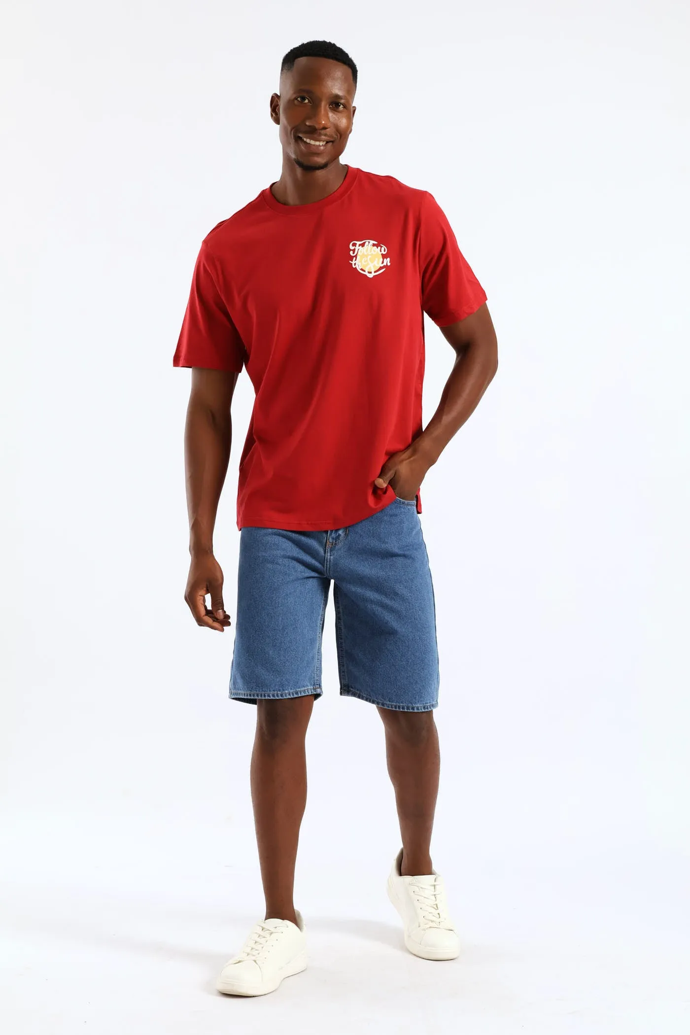 Follow The Sun Chest Print Tee - Dark Red sold by Edgars product image thumbnail 5