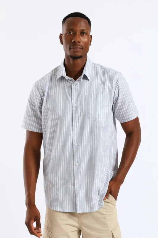 Short Sleeve Stripe Shirt - White sold by Edgars