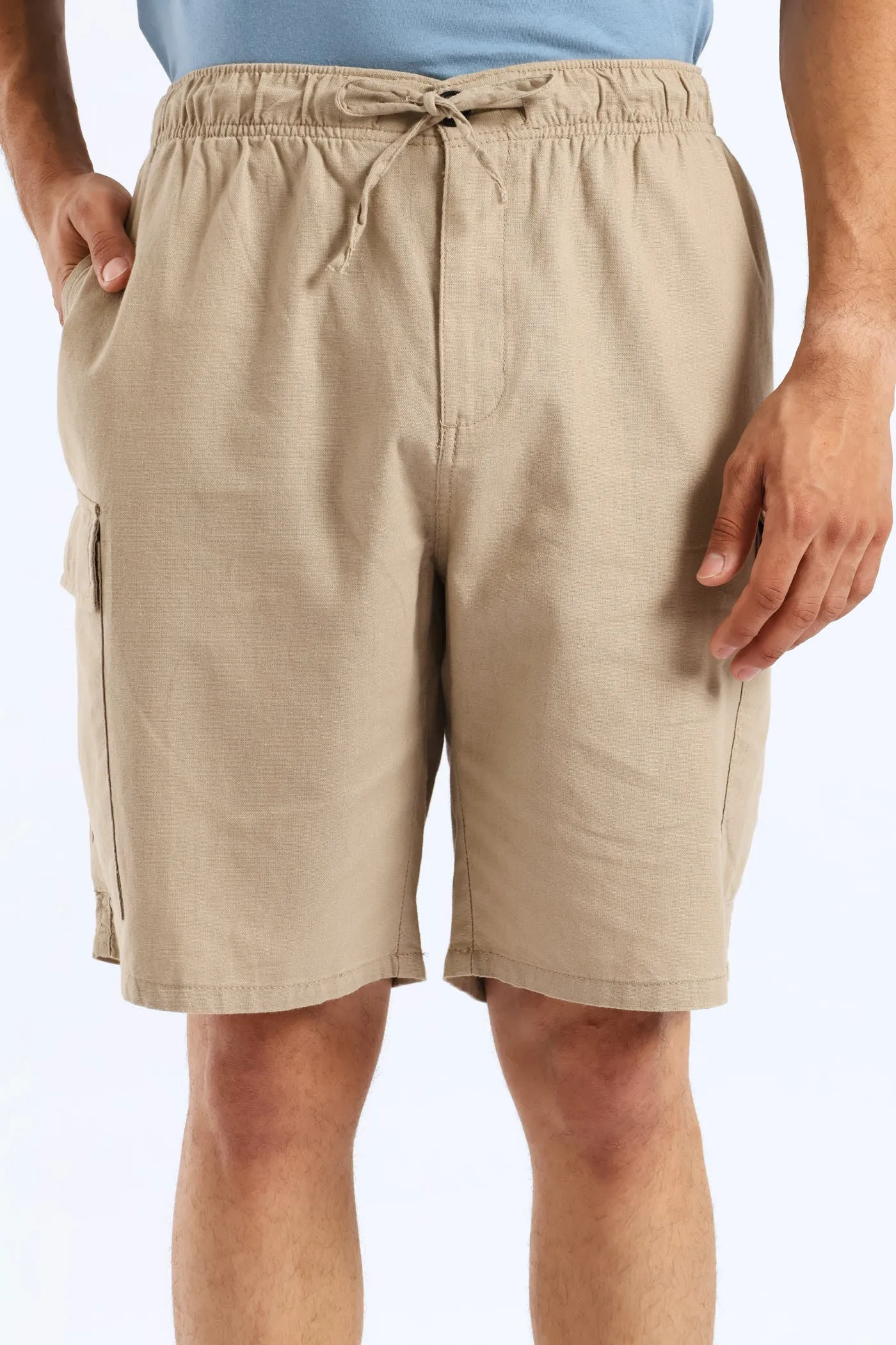 Linen Cargo Shorts - Brown sold by Edgars