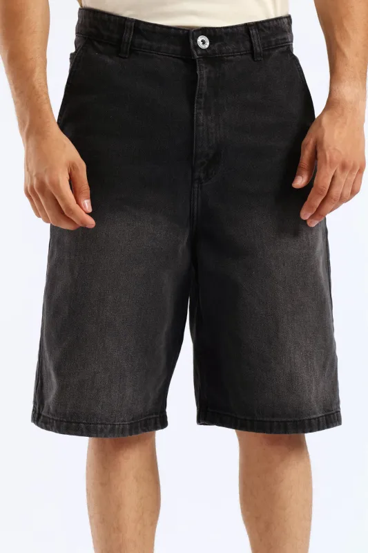 Denim Baggy Shorts - Black sold by Edgars