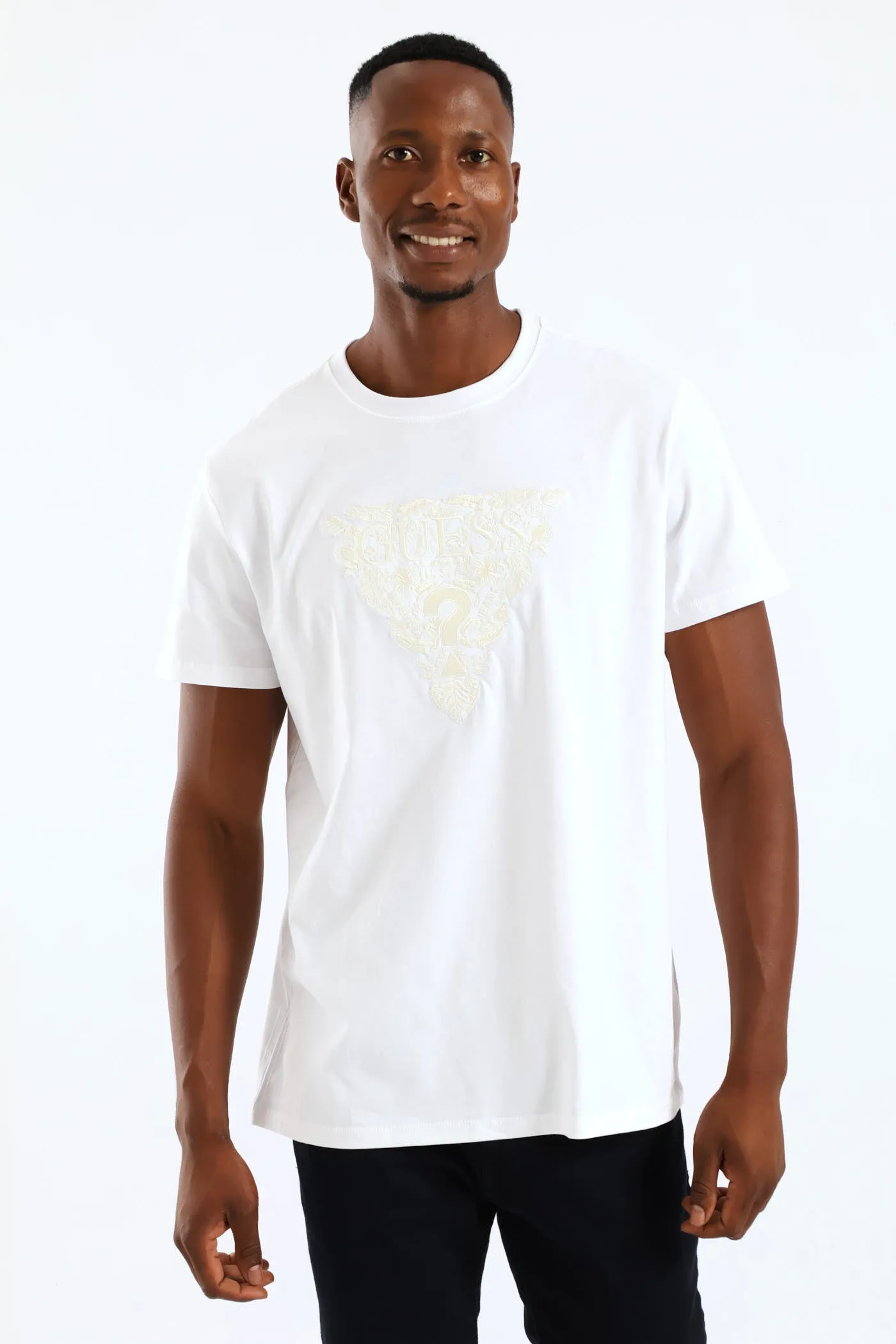 Flower Embroidery Tee - White sold by Edgars