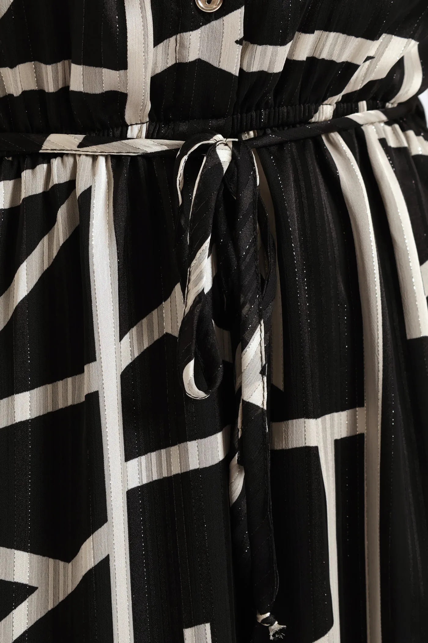 Mandarin Collar Monochrome Tea Dress - Black/White sold by Edgars product image thumbnail 3