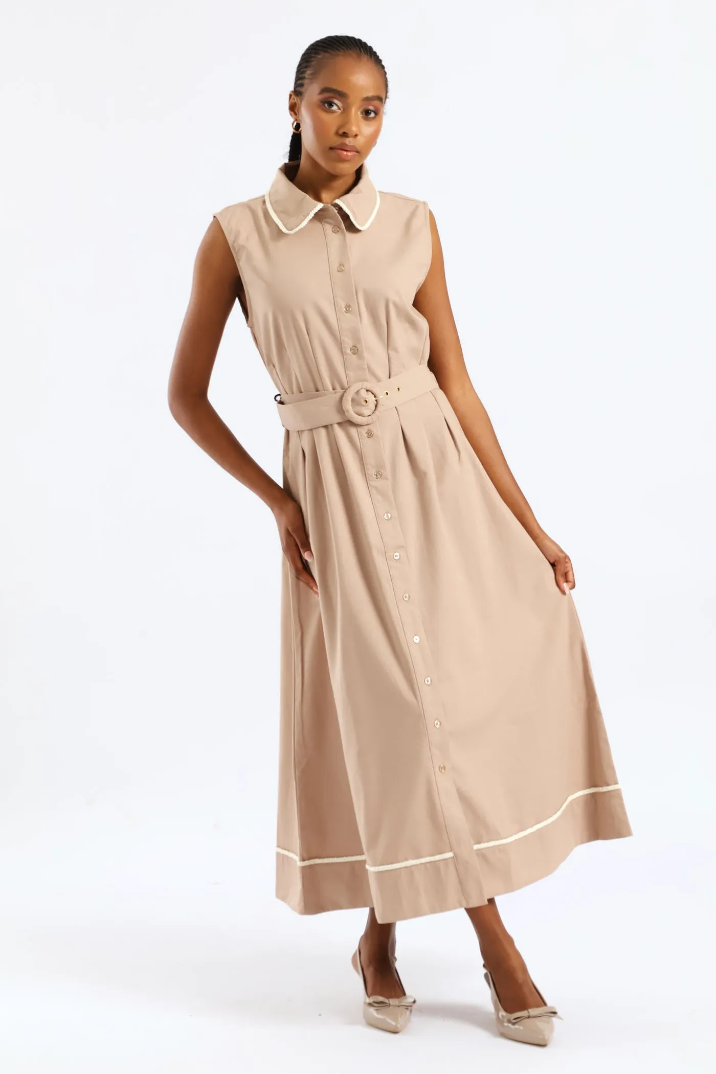 Peterpan Darted Waisted Maxi Dress - Taupe/Cream sold by Edgars product image thumbnail 2