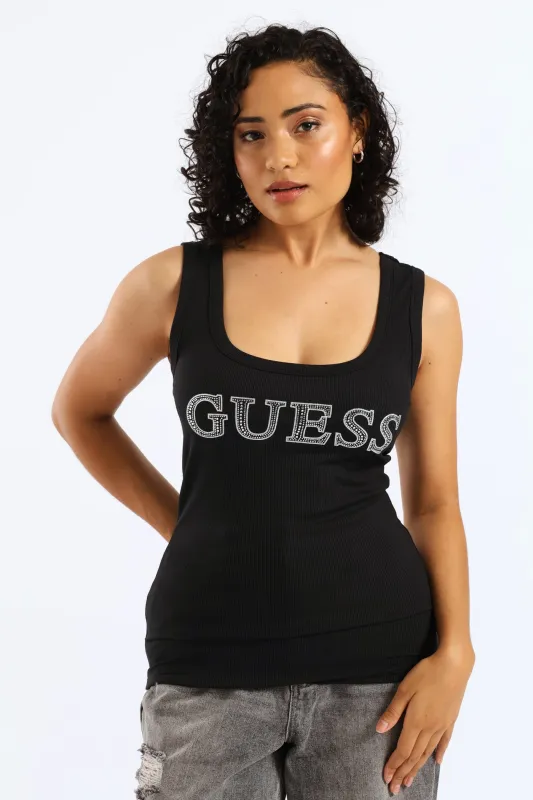 Embellished Logo Tank Top - Black sold by Edgars