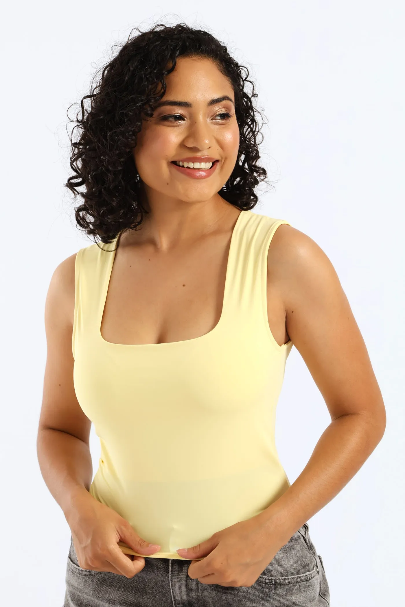 Skin Tight Square Neck Tank Top - Yellow sold by Edgars