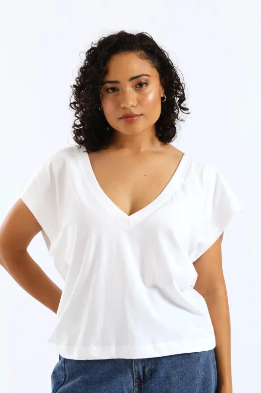 Boxy V-Tee - White sold by Edgars