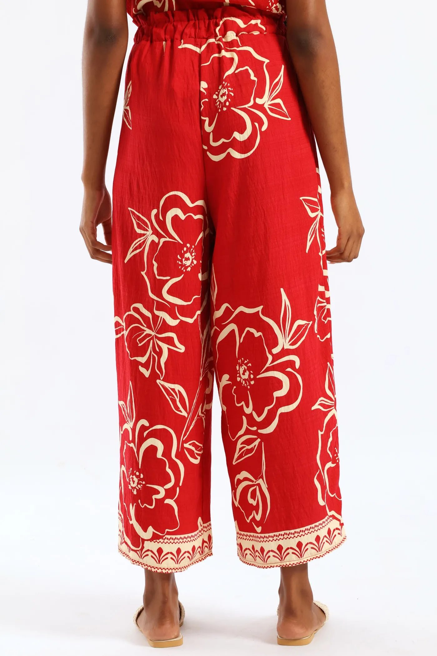 Pull-On Tropical Print Wideleg Culotte Pant - White/Red sold by Edgars product image thumbnail 4