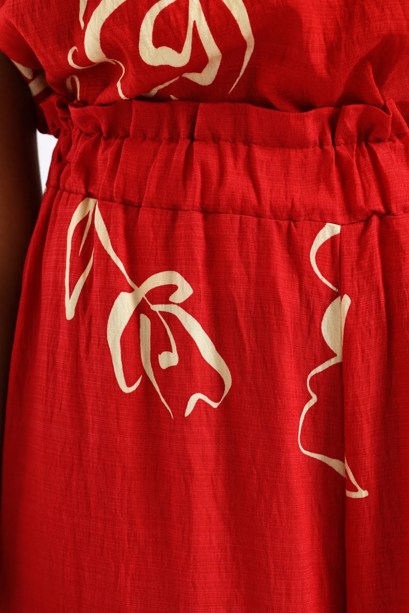 Pull-On Tropical Print Wideleg Culotte Pant - White/Red sold by Edgars product image thumbnail 5