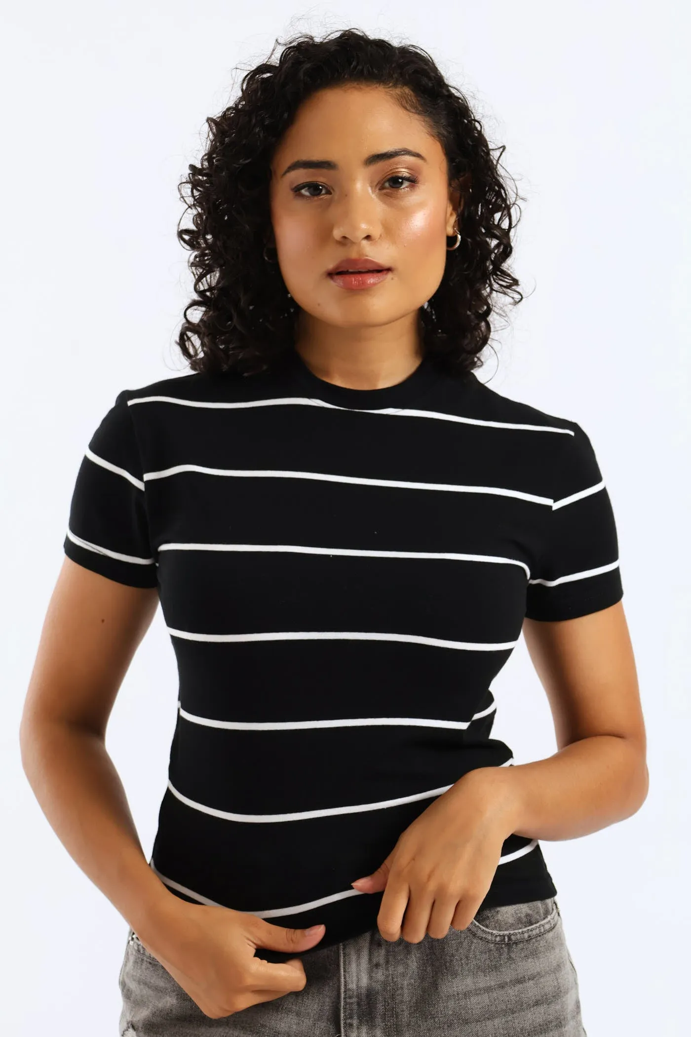 Yarn-Dye Stripe Tee - Black sold by Edgars