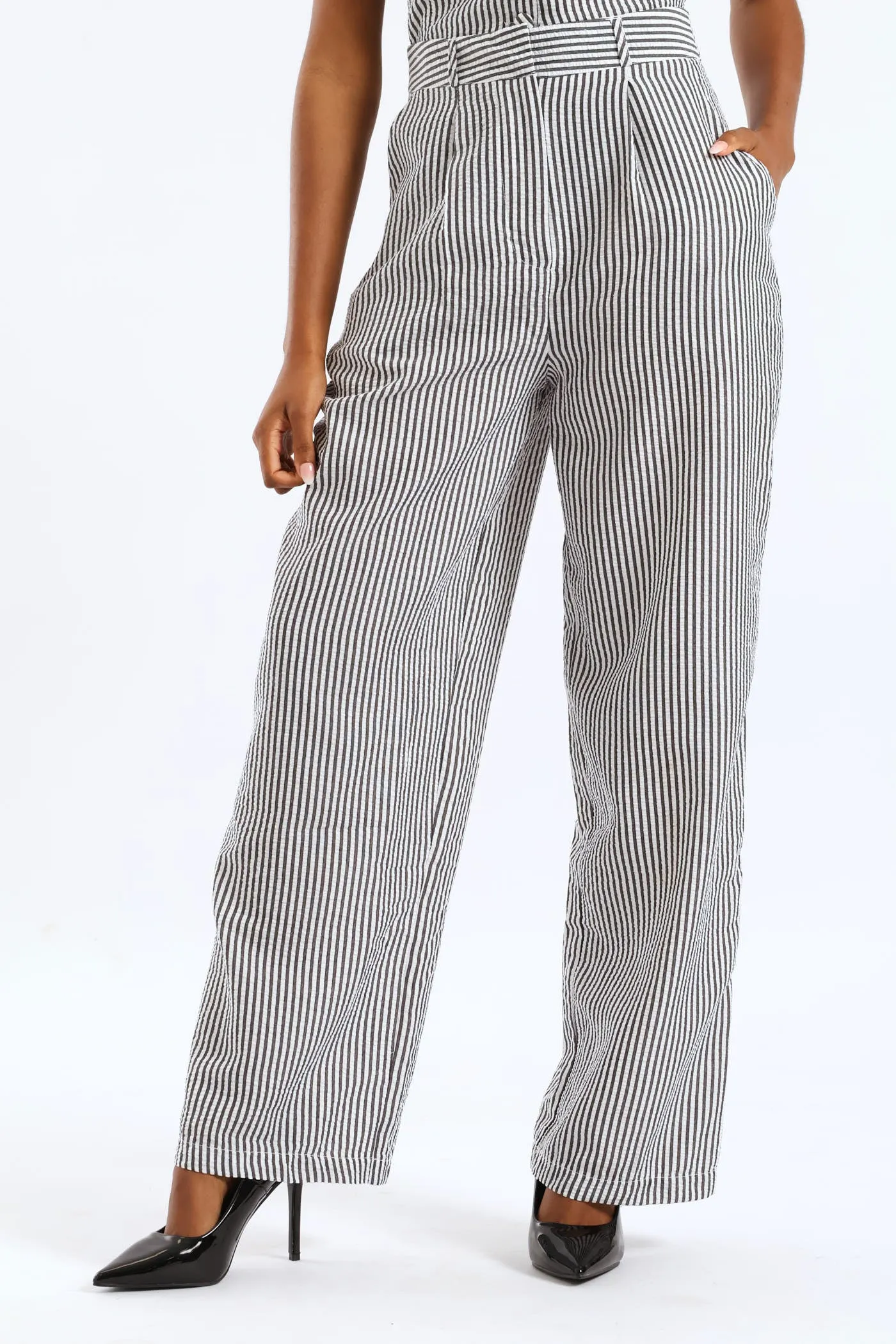 Striped Wide Leg Pant - Charcoal sold by Edgars
