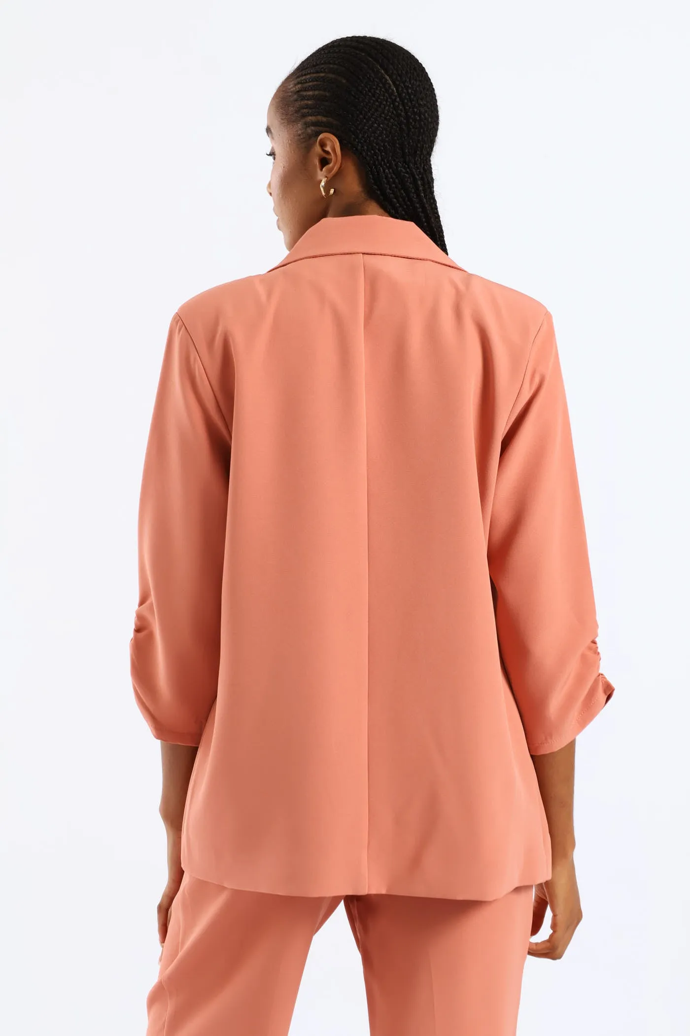 Ruched Sleeve Pocket Button Blazer - Dusty Pink sold by Edgars product image thumbnail 4