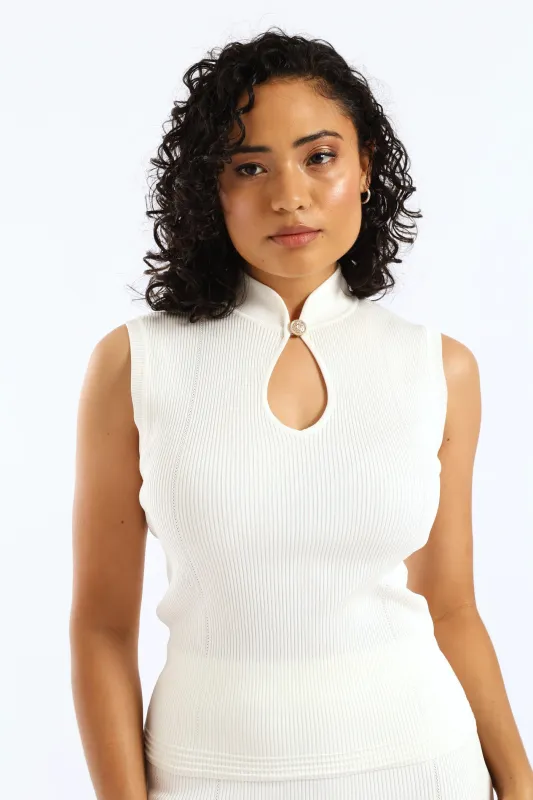 Malia Mock Neck Sleeveless Sweater - Cream sold by Edgars