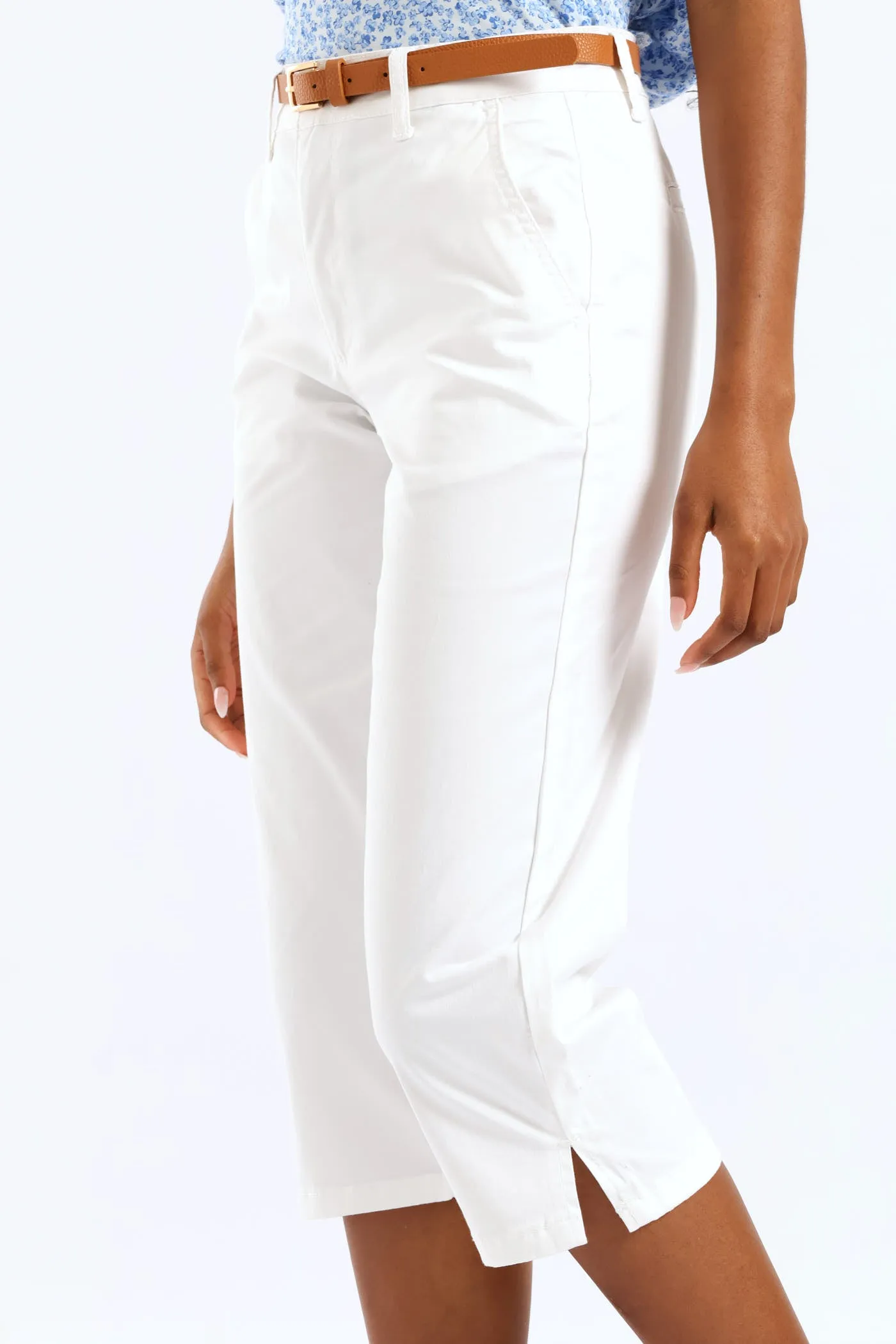 Belted Sateen Chino Capri Short - White sold by Edgars product image thumbnail 4