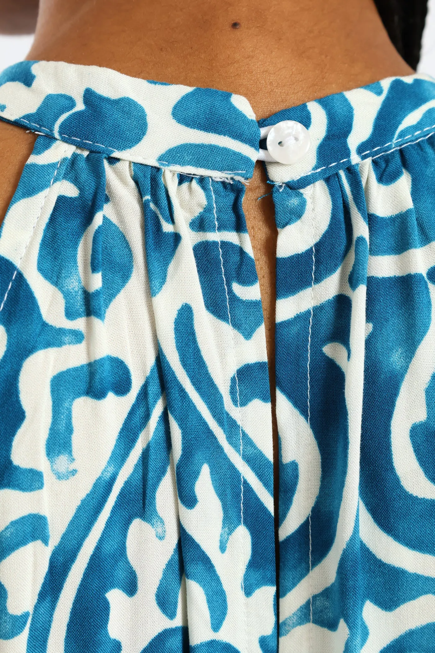 Halter Neck Frill Hem Hi-Lo Printed Mini Dress - White/Blue sold by Edgars product image thumbnail 4