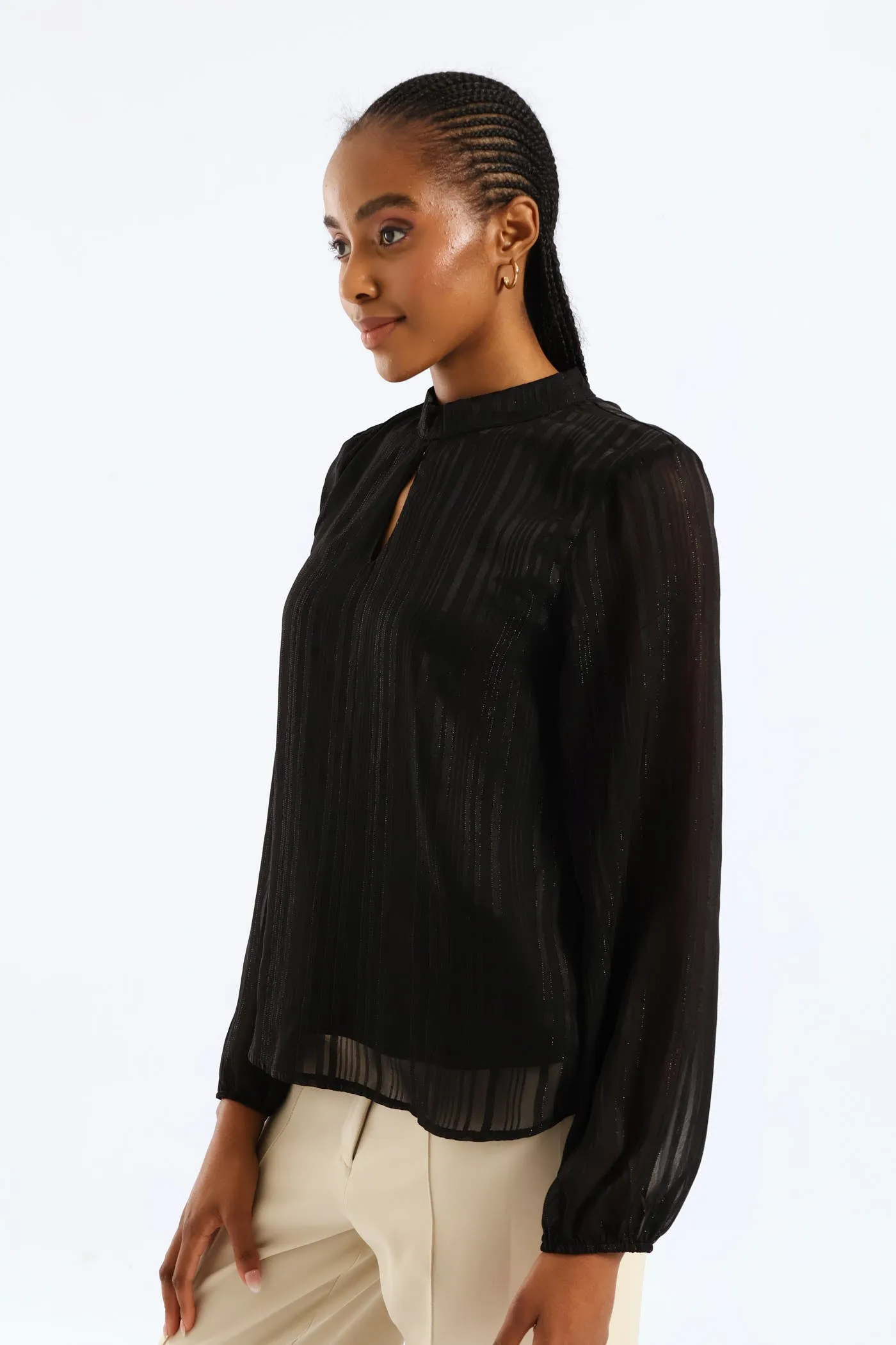 Hi Neck Keyhole Blouse - Black sold by Edgars product image thumbnail 4