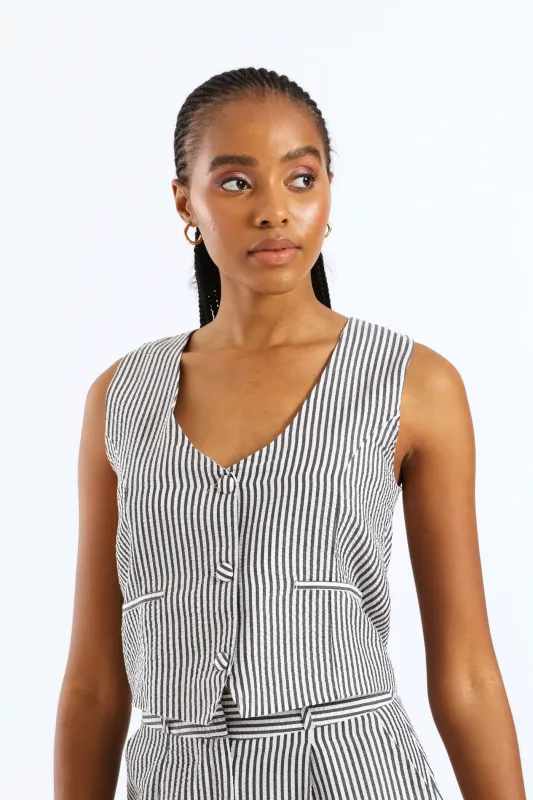 Striped Waistcoast - Charcoal sold by Edgars