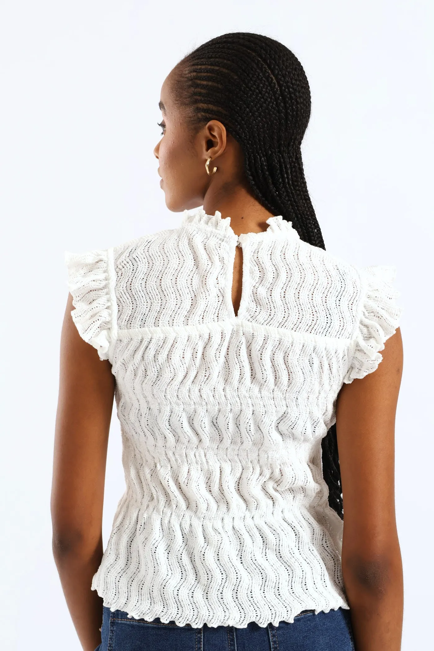 Frill Hi Neck Tank Top - White sold by Edgars product image thumbnail 4