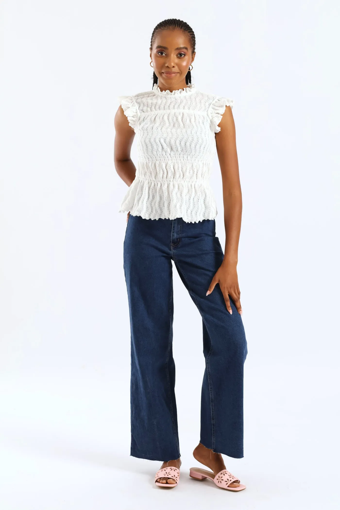 Frill Hi Neck Tank Top - White sold by Edgars product image thumbnail 2