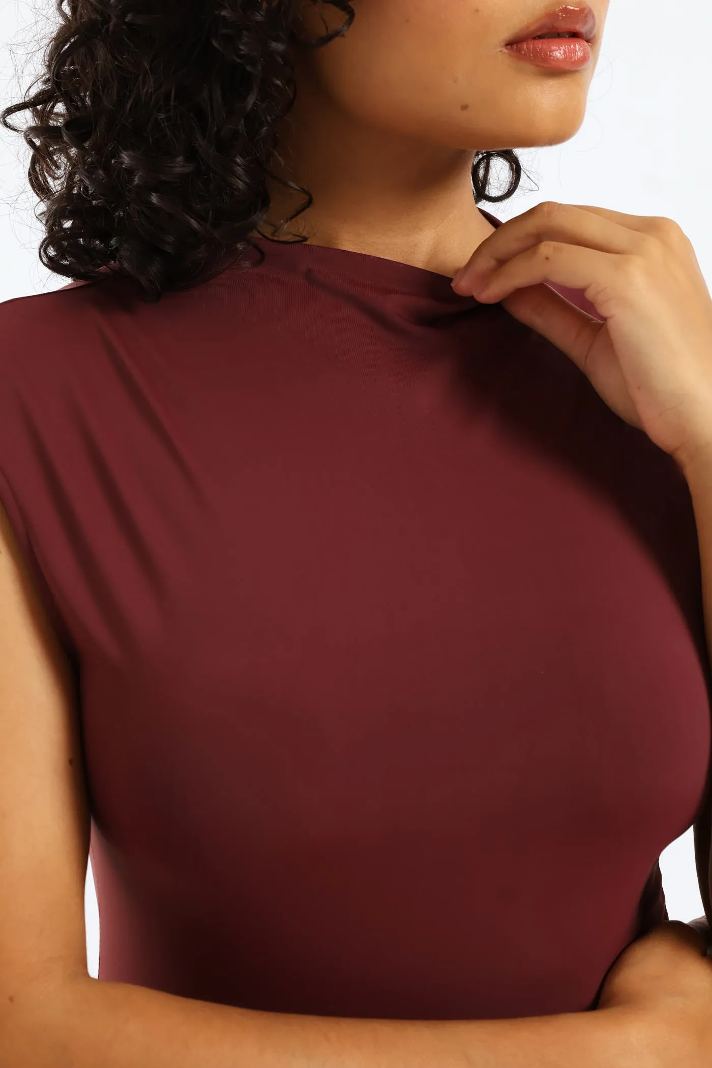 Cowl Boat Neck Open Back Top - Burgundy sold by Edgars product image thumbnail 4
