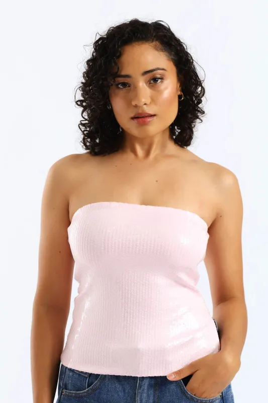 Sequin Crop Tube Top - Pink sold by Edgars