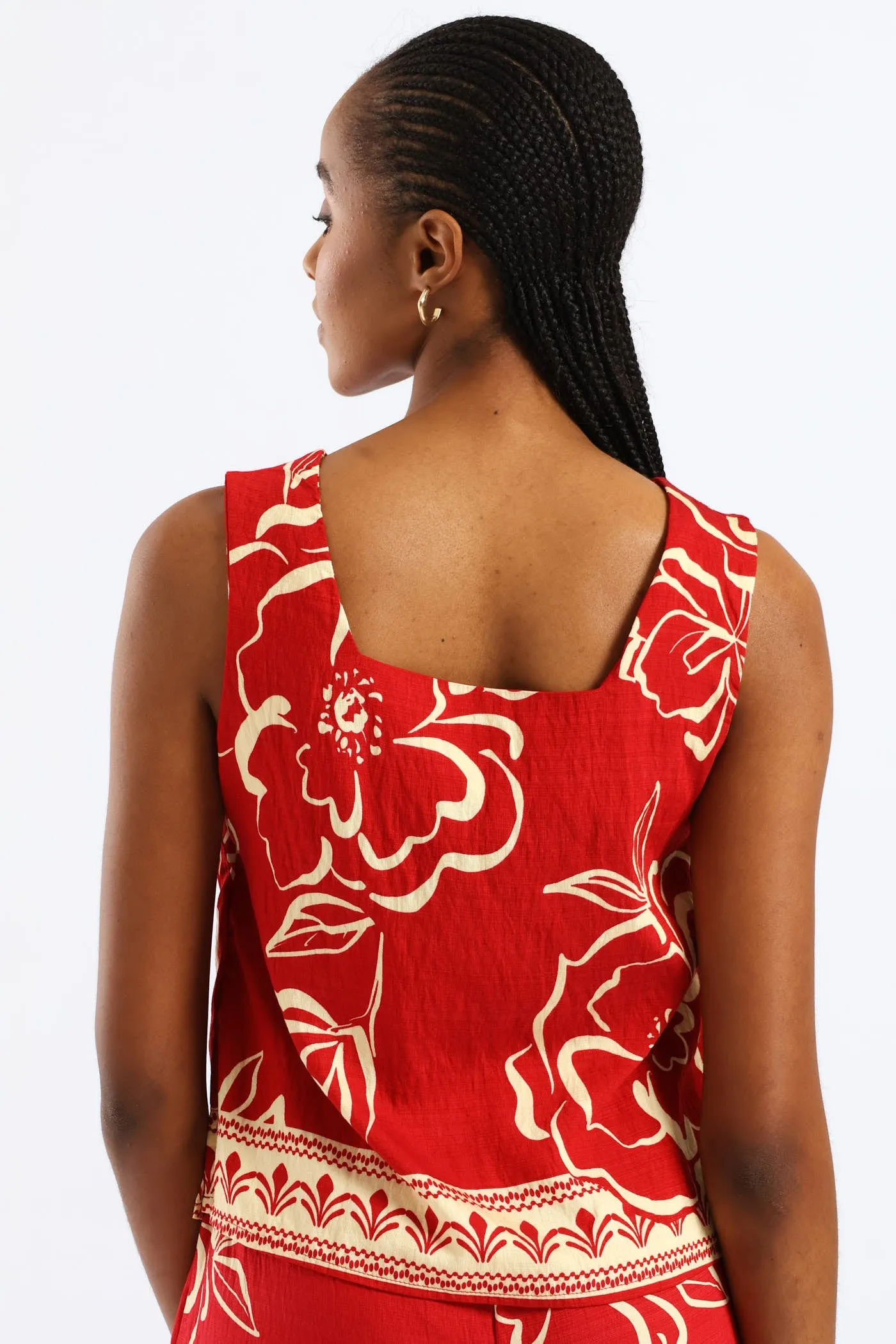 Tropical Border Print Shell Tank - White/Red sold by Edgars product image thumbnail 4