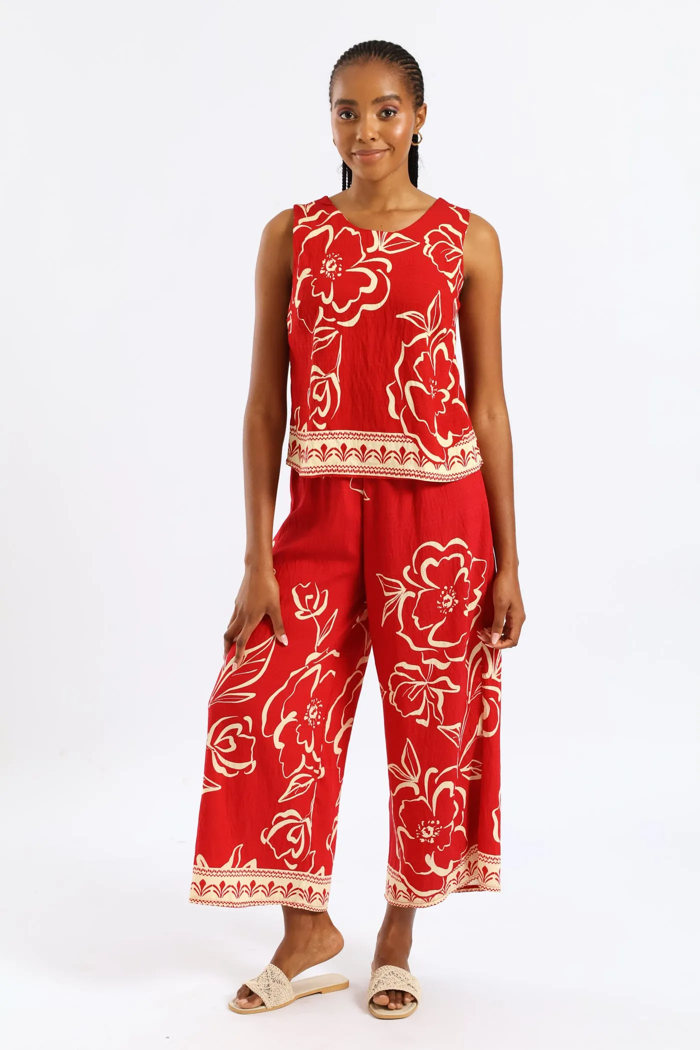 Tropical Border Print Shell Tank - White/Red sold by Edgars product image thumbnail 5