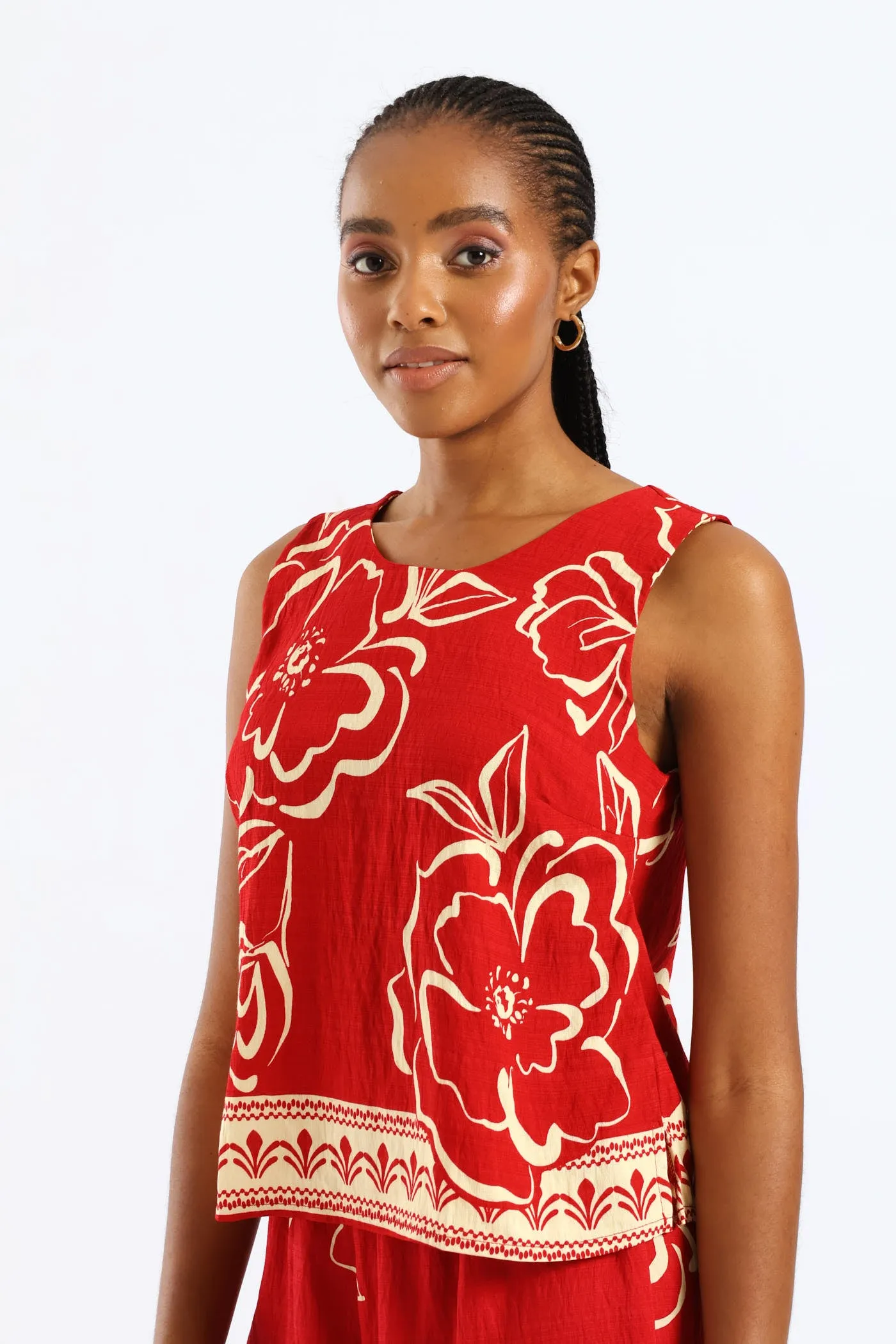 Tropical Border Print Shell Tank - White/Red sold by Edgars product image thumbnail 3